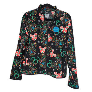NEW Disney XS Tooniforms Jacket Scrub Christmas Mickey Mouse Black Full Zip